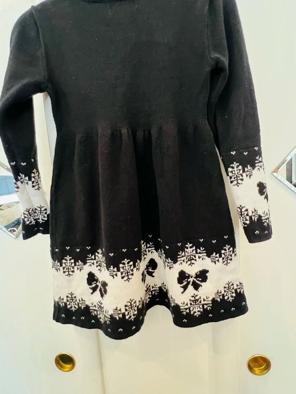 Black Knit Bow-Accent Girls Dress size 4